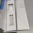 Wireless Keyboard and Mouse, Vssoplor 2.4GHz Rechargeable Compact Quiet Full-Size Keyboard and Mouse Combo with Nano USB Receiver for Windows, Laptop, PC, Notebook-White Silver