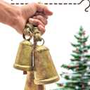 HIGHBIX Set of 3 Giant Harmony Cow Bells Huge Vintage Handmade Rustic Lucky Christmas Hanging Cone Bells (Large)