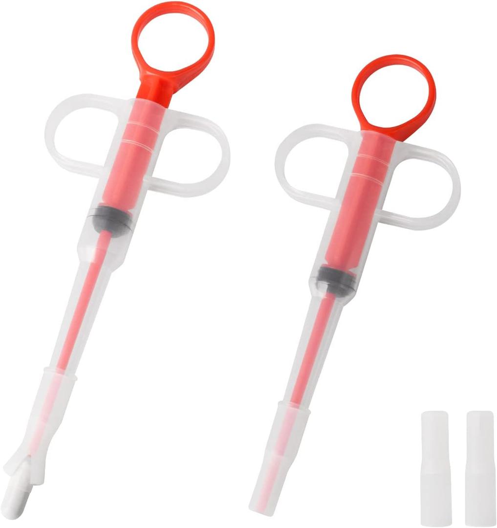 2 Pieces Cat Pill Shooter Pet Pill Gun Handy Piller Tablets Dispenser Pet Medicine Feeder Pet Feeding for Dogs, Cats, Animals (Red)