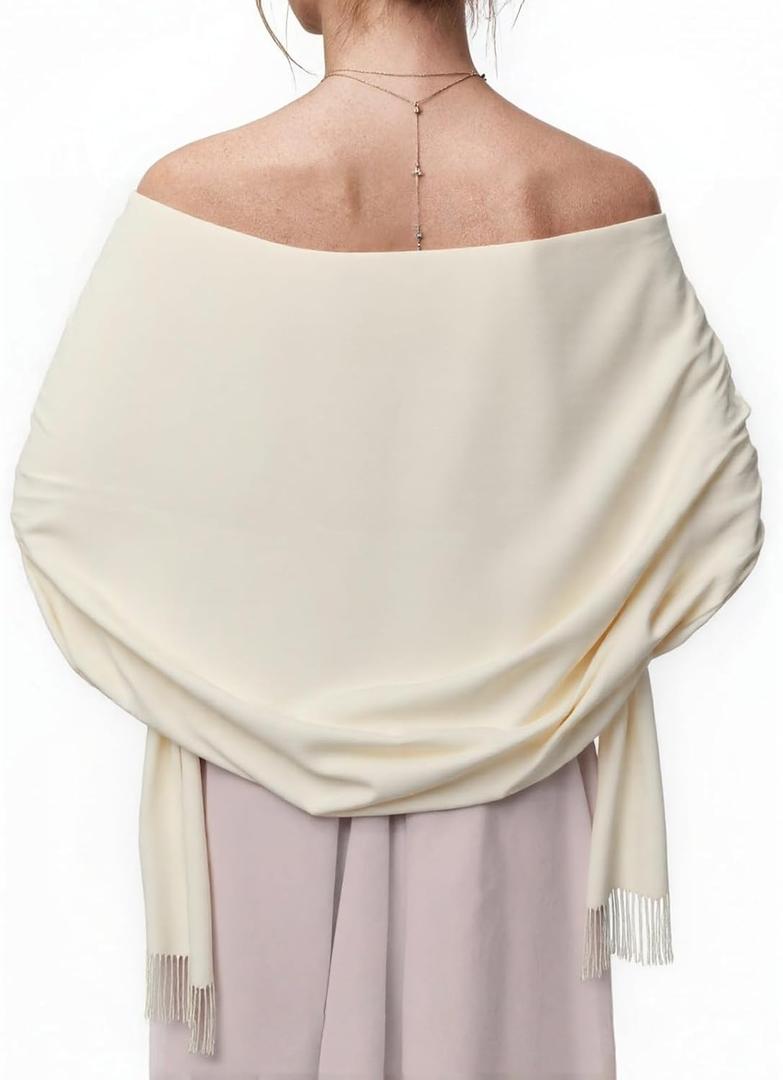 HOYAYO Pashmina Shawl Wraps Cashmere Feel Soft Scarves Evening Dresses Wedding Bridesmaid Scarf for Women Gift Travel Blanket (L)