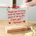 Gifts for Mom, Heartfelt Mothers Day Christmas Birthday Gifts for Mom, LED - Wooden Base, 3.9 x 3.9 Inch Keepsake from Daughter Son