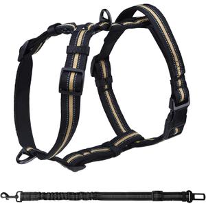 PUPTECK No Pull Dog Harness Small Sized with Lift Handle, Adjustable Reflective Soft Padded Dog Vest, Escape Proof Dog Walking Halter Easy to Control, Beige