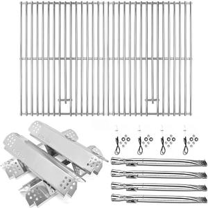 Hisencn 304 Stainless Steel Grill Parts for Home Depot Nexgrill 4 Burner 720-0830H, 720-0830D, 720-0783E Gas Grill Models, Grill Burner, Heat Plate, Cooking Grates Grill Replacement Kit