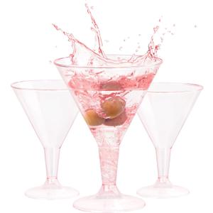 Liacere 24 Pack Pink Plastic Martini Glasses 6.25oz Disposable Cocktail Margarita Glasses Plastic Cocktail Glasses Perfect for Wedding & Party & Birthday & Mother's Day & Summer