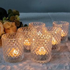 24Pcs Clear Votive Candle Holders, Glass Tea Lights Candle Holder