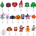 Giegxin 18 Pcs St. Patrick Day Shamrock Felt Badge Reels Retractable Irish Festival Badge Holders with Alligator Clip Love Clover Holiday ID Card Holder for Doctors Teachers Workers Gifts(Vivid)