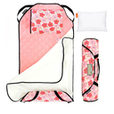 Urban Infant Tot Cot Kids Nap Mat - Toddler Preschool Daycare Bedding Cover with Blanket and Pillow - Poppies