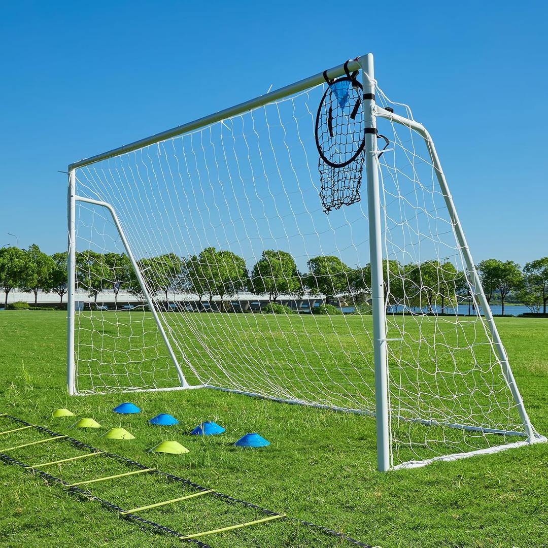 Soccer Goals for Backyard Soccer Goal 12x6 Big 10x6.5 8x6 6x4FT Soccer Goals for Youth Adults and Kids Large Metal 2" Goal Post with Agility Ladder and Target Net Soccer Cones Practice Equipment