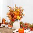 PurpleSwan Fall Decor, 5PCS Artificial Autumn Pumpkin Plant Floral Stems Decorations, for Home Weeding Vase Arrangement Harvest Thanksgiving Holiday Branches Indoor Decor.