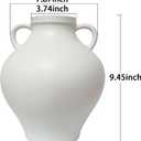 hjn Matte White Ceramic Vase, Nordic Farmhouse Jug Vase for Dried Pampas Grass & Fresh Flowers, Minimalist Boho Home Decor for Living Room Mantel Shelf Entryway-(Urn-Shaped-8''dx9''h)