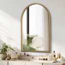Arched Gold Wall Mirror Antique Beaded Frame Bathroom Wall Mirror Baroque Vanity Mirror Decorative Mirrors for Living Room,Bedroom (36"L x 24"W)