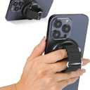 2 x Magnetic Bar Mount, Compatible with Magnetic Phone Holder for Gym, Home Fitness Bikes, Workout Equipment, Stroller and Cart Handlebars Comfortable Finger Phone Ring Grip for iPhone 16/15/14/13,Black