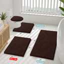 Smiry Bathroom Rugs Sets 2 Piece, Soft Absorbent Chenille Machine Washable Non Slip Shaggy Bath Rug Set for Tub, Shower, and Floor (47x17+24x16, Brown)