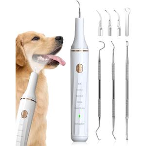 Hansaplast Plaque Remover for Teeth, Dog Teeth Cleaning, Dental Tools to Remove Tartar and Stains, Safe for Dogs & Cats, with Led Light & 5 Adjustable Modes(White)