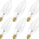 CYLYT 6-Pack E12 Candelabra Light Bulbs 40W, Dimmable Warm White 2500K Chandelier Light Bulbs for Ceiling Fan or Pendants, B10 Clear Candle Bulbs (Gold Base)