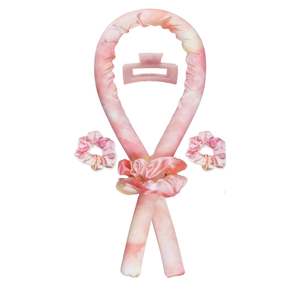 Satin Heatless Curling Set - Hair Rollers for Curls Heatless Hair Curlers & Hot Rollers Hair Curlers to Sleep in Curling Rod Headband Curler (Dreamy Rosy Clouds)