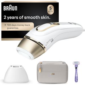 Braun IPL, Silk·Expert Pro 5, IPL Hair Removal for Women and Men, Permanent Laser Hair Reduction At-Home, 2 Heads, Pouch, Venus Razor, IPL5157