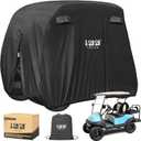 10L0L 2/4/4+2 Passenger Golf Cart Cover Fits for Yamaha EZGO Club Car, 420D Waterproof Durable Polyester Golf Cart Cover with Three Zipper Doors Windproof Sunproof - Black/Army Green/Sliver Size: XL-For 4+2 Passenger Cart