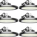 6 Pack 200W High Bay Led Shop Lights - 5000K UFO Led High Bay Light with Plug 5' Cable and Hook Ring, Shop Light UFO Barn Lights Led High Bay Lights for Garage Gym Warehouse Workshop (B-6 PACK)