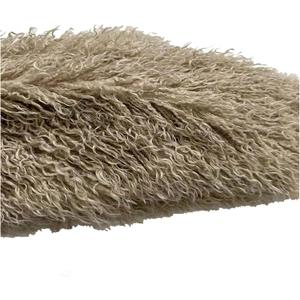 AITAF Furry Faux Sheep Wool Fleece 5cm Long Pile Faux Fur Fleece Fabric Soft Curly Woolly Pile Fleece Material, for Cosplay Apparel Accessories Floor Decorations, 50x175cm (Dark Beige)