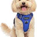 Funfox Dog Harness No Pull, Adjustable Pet Vest Harness, Super Soft Material with Vertical Handle Easy Control, Reflective Night Walking, 2 Leash Clips for Small Sized Dogs, Blue, S
