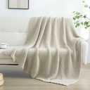 YIRUIO Microfiber Waffle Throw Blanket Weave Knit Super Soft Ultra Cozy Fuzzy Fluffy Warm for Living Room Bedroom Bedding Farmhouse (Beige Camel, 51'' x 63'')