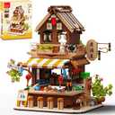 City Stree Janpanese House Mini Building Block Set for Adult, Izakaya Shop Building Toy, Japanese Architecture Model Kit, Gift for Adults Teens Boys Gils 14+