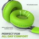 AILIHEN C8 Headphones Wired, On-Ear Headphones with Microphone and Volume Control, Corded 3.5mm Headset for Boys Girl School Smartphones Chromebook Laptop Computer Tablets Airplane Travel (Grey/Green)