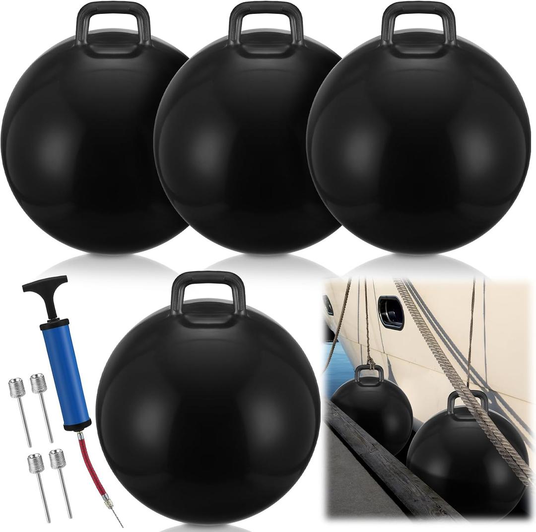 4 Pcs 24'' Inflatable Boat Bumper for Docking Big Bumper Inflatable Round Ball Large Boat Buoys Bumpers for Marine Fishing Pontoon Yachts Tie up Raft