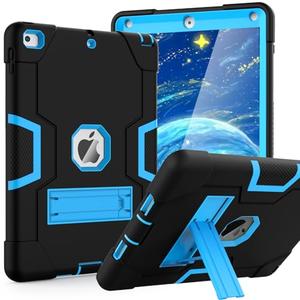 OKP Case for iPad 6th Generation/iPad 5th Generation/iPad 9.7 inch/iPad Air 2, Shockproof Case for iPad 9.7 inch 2018/2017 with Kickstand, Black+Blue