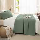 Sanracie Stonewashed Oversized King Quilt(120"x120"), Cotton Green Cross Stitch Pattern California King Quilt Sets 3Pcs Ultra Soft Breathable Crinkle Bed Coverlet Set for All Season