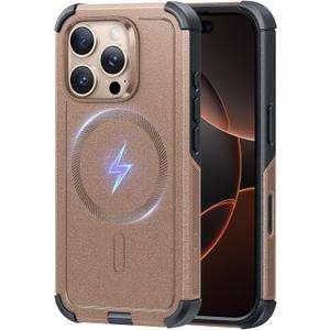 ESR for iPhone 16 Pro Phone Case, 23ft Military-Grade Drop Protection, Shock-Absorbing Rugged Cover, MagSafe Accessories Compatible, Cyber Series, Desert Titanium