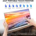 23.8" Portable Touchscreen Monitor 100% sRGB VA FHD 1080P, 4000:1 Contrast, VESA, Built-in Speaker, w/90Adjustable Stand USB-C HDMI 75Hz External Second Touch Screen Display for Laptop/PC/Phone