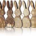 Beeveer 5 Pcs Easter Bunny Wooden Signs Table Decor Tiered Tray Decor Rustic Rabbit Table Centerpiece Freestanding Gifts for Easter Farmhouse Spring Party(Classic)