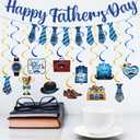 Fullhawl 26 Pcs Father's Day Decoration Father's Day Banners and Ceiling Hanging Swirls for Party Happy Father's Day Hanging Decoration Father's Day Party Birthday Decoration