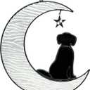 Fhiny Dog Memorial Suncatcher - Stained Glass Window Hanging Christmas Ornament - Pet Sympathy Gift for Dog Lovers - Puppy Remembrance Christmas Tree Decor (Black)