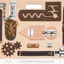 Montessori Busy Board for Toddlers, Wooden Sensory Toys, Preschool Learning Activities for Fine Motor Skills Travel Toy, Basic Life Skills Educational Gifts for 1, 2, 3 Years Old Kids Boys Girls (Nature)