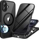 BERFY for iPhone 16 Case, Compatible with MagSafe, Built-in Privacy Screen Protector and Camera Protection, Anti-Spy Full Body Shockproof Clear Phone Case for 16 6.1", Black