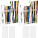 2PCS Straw Holder for Cabinet Door, Acrylic Straws Organizer Transparent Storge Container for Kitchen Counter Cupboard, Straws Storage Dispenser with Double-Sided Tape