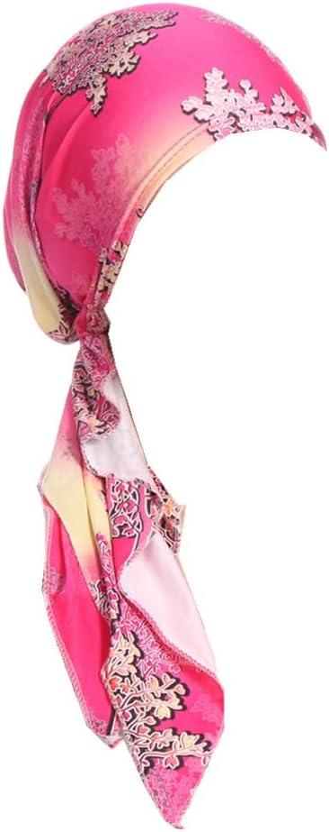 Fxhixiy Pre-Tied Bandana Turban Hat Chemo Cancer Headscarf Headwraps Headwear for Women Hair Cover Hat (Pink)