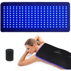 UTK 23" x 12" Large Red & Blue Light Therapy Pad for Body, 470nm 660nm 850nm Near Infrared Light Therapy Wrap for Back Shoulder Knee Muscle Joint, 210 pcs 4 in 1 LEDs, Adjustable Timer & Intensity