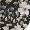 2 Pack Brown Beige Blooming Floral Hand Towels for Bathroom,Absorbent Fingertip Guest Black Flower Leaves Decorative Bath Towels,Soft Abstract Leaf Dish Towels for Kitchen Decor 14"x28"