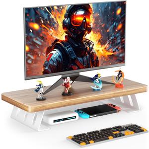 Monitor Stand Riser, 24 Inch Wood Desk Monitor Riser for Laptop/PC/Printer
