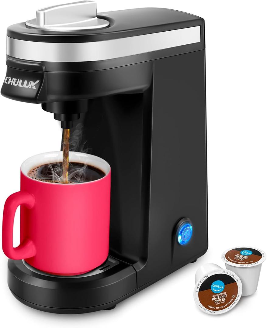 CHULUX Single Serve Coffee Maker for K Capsule, Mini Single One Cup Coffee Machine, Perfect for Small Space, Black