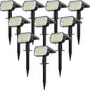 WELALO Solar Spot Lights Outdoor, [10 Pack/65 LED/3 Modes] Solar Landscape Spotlights, Solar Powered Security Lights, IP68 Waterproof Wall Lights for Outsides Walkway Yard Garden Driveway(Cool White)