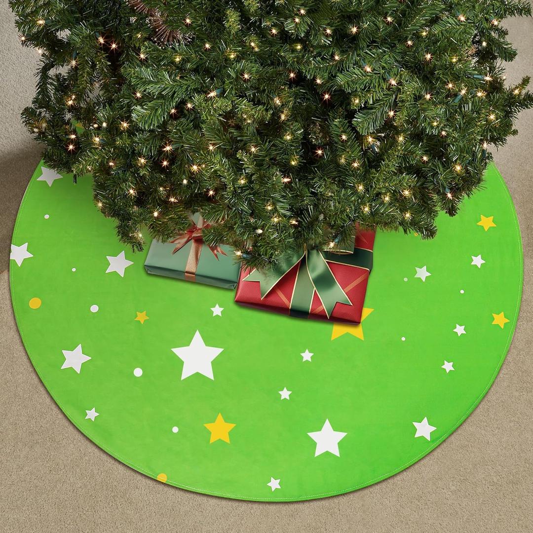 Christmas Tree Skirt 36 Inch, Green Tree Skirts Collar for Home Winter Decorations Xmas Trees Holiday Indoor Decor (Green2, 36 Inch)