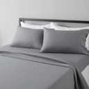 Amazon Basics Lightweight Super Soft Comfortable Breathable Wrinkle Resistant Brushed Microfiber 4-Piece Bed Sheet Set with 14-Inch Deep Pockets, Queen, Dark Gray, Solid