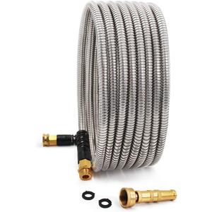 Cesun Ultra-Sturdy 25ft Metal Garden Hose - 304 Stainless Steel, Flexible & Kink-Free, UV Resistant, All-Weather, Includes High-Pressure Brass Nozzle - Ideal for Home & Outdoor Use Cesun Ultra-Sturdy 25ft Metal Garden Hose - 304 Stainless Steel, Flexible & Kink-Free, UV Resistant, All-Weather, Includes High-Pressure Brass Nozzle - Ideal for Home & Outdoor Use