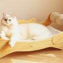 Cat Scratcher Bed, Heavy Duty Sisal Cat Scratching Post with Hammock for Indoor Cats, Natural Wood Cat Lounge for Sleeping & Scratching, Stable Bed for Large Cats