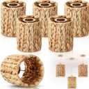 Gerrii 6 Pack Small Rattan Lamp Shades 5.91" (H) x 5"(D) Boho Woven Light Covers, Water Hyacinth Replacement Shades for Pendant Wall Ceiling Fixture, Clip on Bulb Decor
